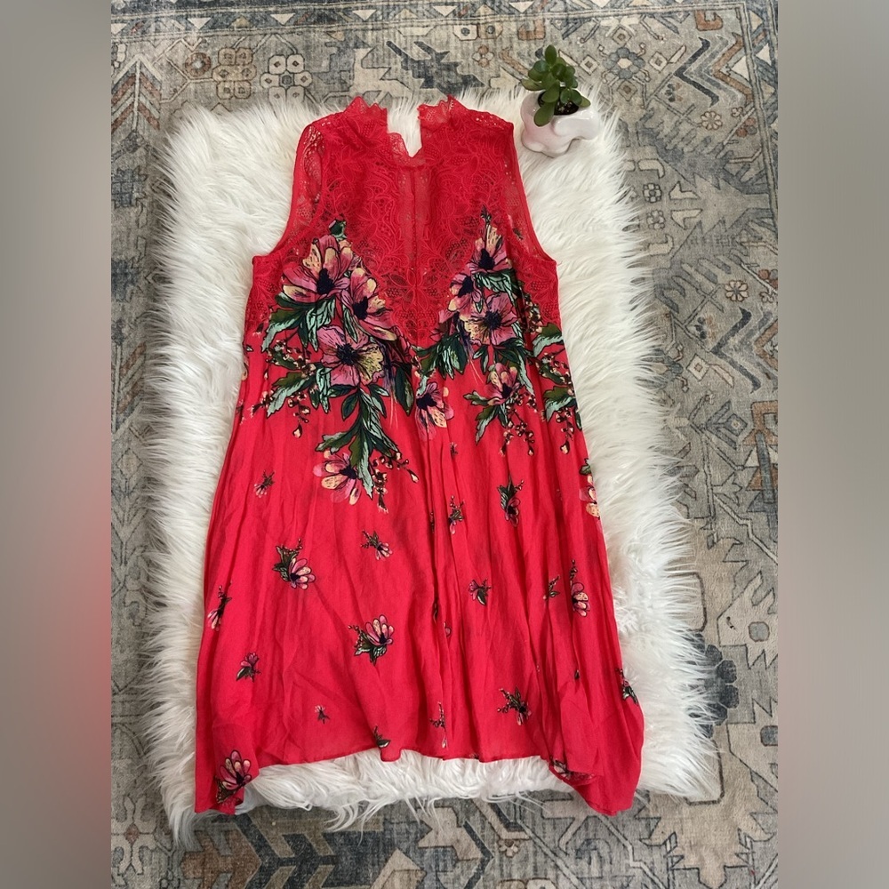 Free People Marsha Printed Slip Dress RED HOT COMBO - Picture 4 of 7